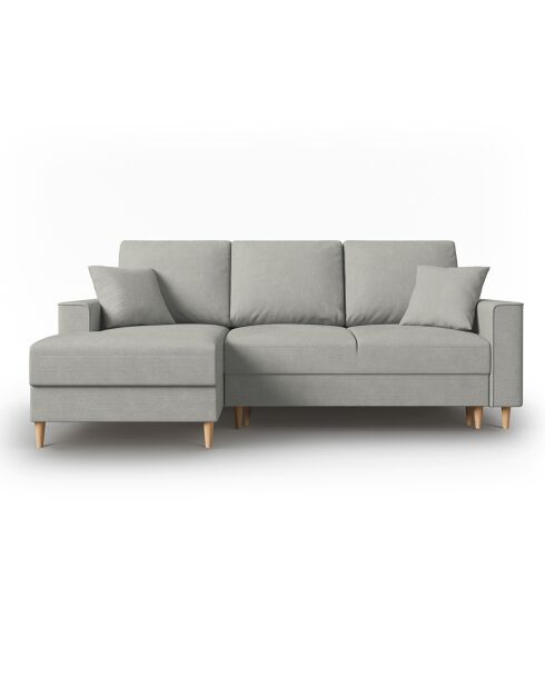 Canapé d'angle Gauche Convertible avec Coffre Cartadera Velours côtelé 4 Places gris clair - 225x147x90 cm