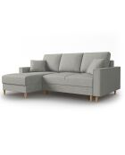 Canapé d'angle Gauche Convertible avec Coffre Cartadera Velours côtelé 4 Places gris clair - 225x147x90 cm