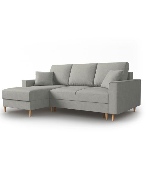 Canapé d'angle Gauche Convertible avec Coffre Cartadera Velours côtelé 4 Places gris clair - 225x147x90 cm