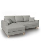 Canapé d'angle Gauche Convertible avec Coffre Cartadera Velours côtelé 4 Places gris clair - 225x147x90 cm