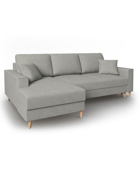 Canapé d'angle Gauche Convertible avec Coffre Cartadera Velours côtelé 4 Places gris clair - 225x147x90 cm