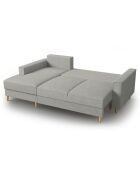 Canapé d'angle Gauche Convertible avec Coffre Cartadera Velours côtelé 4 Places gris clair - 225x147x90 cm