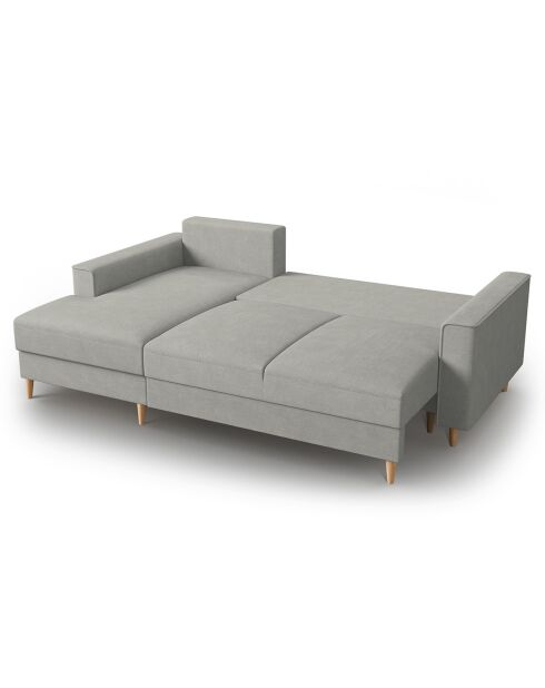 Canapé d'angle Gauche Convertible avec Coffre Cartadera Velours côtelé 4 Places gris clair - 225x147x90 cm