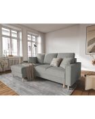 Canapé d'angle Gauche Convertible avec Coffre Cartadera Velours côtelé 4 Places gris clair - 225x147x90 cm