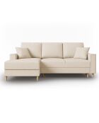 Canapé d'angle Gauche Convertible avec Coffre Cartadera Velours côtelé 4 Places beige - 225x147x90 cm