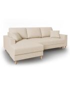 Canapé d'angle Gauche Convertible avec Coffre Cartadera Velours côtelé 4 Places beige - 225x147x90 cm