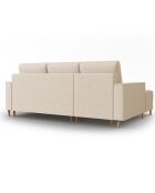Canapé d'angle Gauche Convertible avec Coffre Cartadera Velours côtelé 4 Places beige - 225x147x90 cm