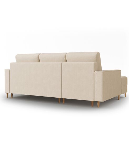 Canapé d'angle Gauche Convertible avec Coffre Cartadera Velours côtelé 4 Places beige - 225x147x90 cm