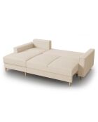 Canapé d'angle Gauche Convertible avec Coffre Cartadera Velours côtelé 4 Places beige - 225x147x90 cm