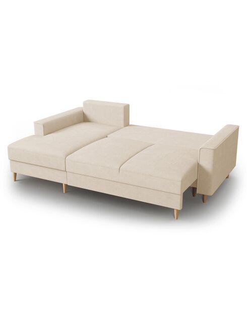 Canapé d'angle Gauche Convertible avec Coffre Cartadera Velours côtelé 4 Places beige - 225x147x90 cm