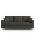 Canapé Convertible avec Coffre Cartadera Velours côtelé 3 Places noir - 222x100x92 cm