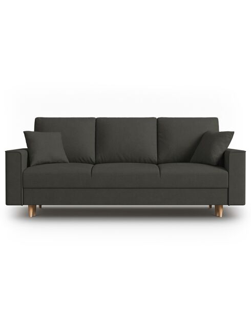 Canapé Convertible avec Coffre Cartadera Velours côtelé 3 Places noir - 222x100x92 cm
