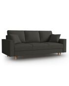Canapé Convertible avec Coffre Cartadera Velours côtelé 3 Places noir - 222x100x92 cm