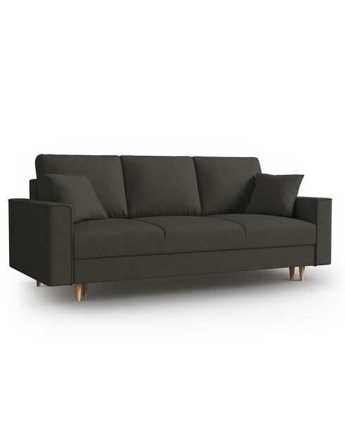 Canapé Convertible avec Coffre Cartadera Velours côtelé 3 Places noir - 222x100x92 cm