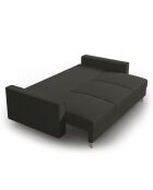 Canapé Convertible avec Coffre Cartadera Velours côtelé 3 Places noir - 222x100x92 cm