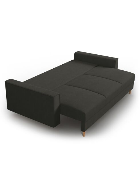 Canapé Convertible avec Coffre Cartadera Velours côtelé 3 Places noir - 222x100x92 cm