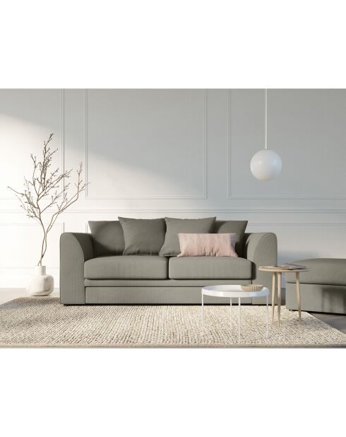 Canapé Quince Velours côtelé 3 Places gris clair - 182x92x80 cm