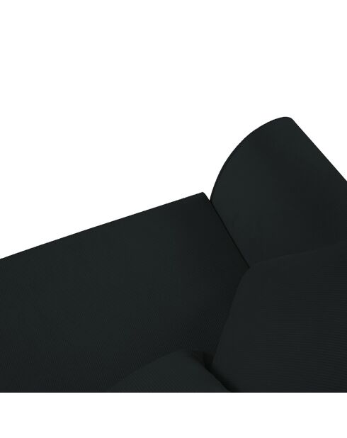 Canapé Quince Velours côtelé 3 Places noir - 182x92x80 cm