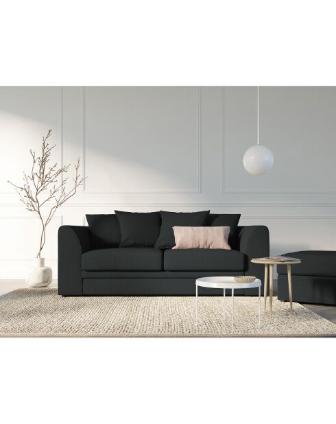 Canapé Quince Velours côtelé 3 Places noir - 182x92x80 cm