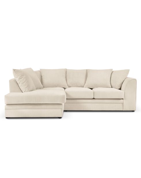 Canapé d'angle Gauche Quince Velours côtelé 4 Places beige clair - 221x171x80 cm