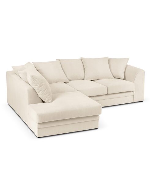 Canapé d'angle Gauche Quince Velours côtelé 4 Places beige clair - 221x171x80 cm