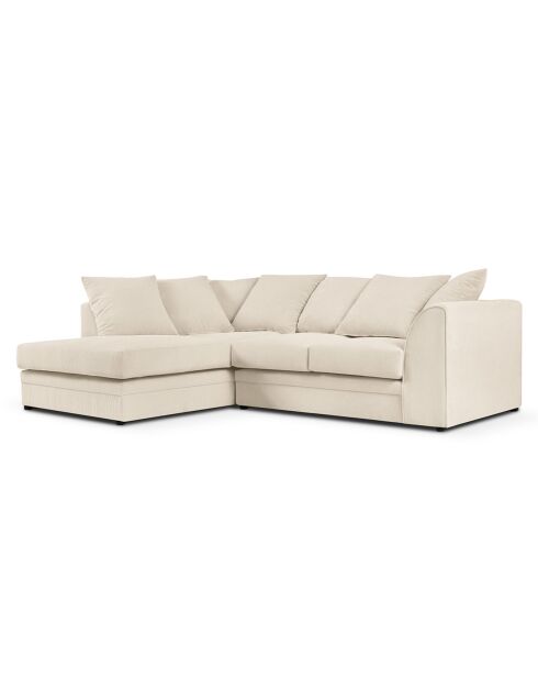 Canapé d'angle Gauche Quince Velours côtelé 4 Places beige clair - 221x171x80 cm