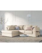 Canapé d'angle Gauche Quince Velours côtelé 4 Places beige clair - 221x171x80 cm