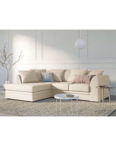 Canapé d'angle Gauche Quince Velours côtelé 4 Places beige clair - 221x171x80 cm