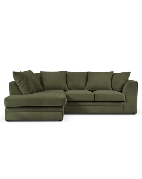 Canapé d'angle Gauche Quince Velours côtelé 4 Places vert - 221x171x80 cm