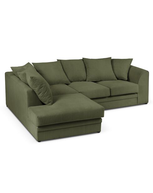Canapé d'angle Gauche Quince Velours côtelé 4 Places vert - 221x171x80 cm