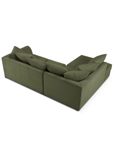 Canapé d'angle Gauche Quince Velours côtelé 4 Places vert - 221x171x80 cm