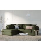 Canapé d'angle Gauche Quince Velours côtelé 4 Places vert - 221x171x80 cm