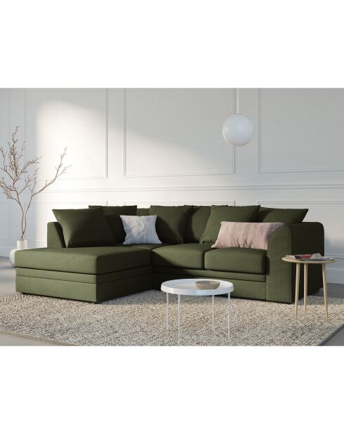 Canapé d'angle Gauche Quince Velours côtelé 4 Places vert - 221x171x80 cm