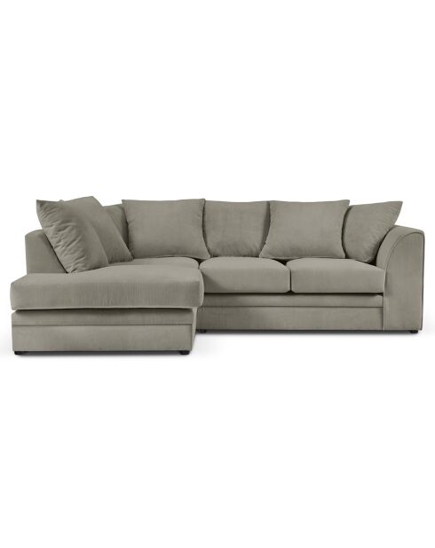 Canapé d'angle Gauche Quince Velours côtelé 4 Places gris clair - 221x171x80 cm