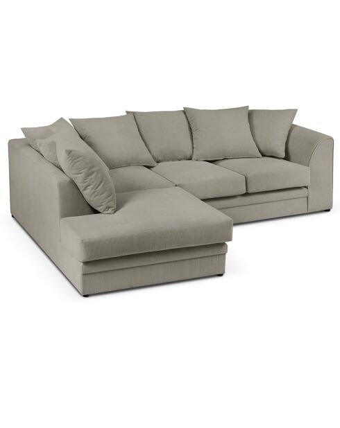 Canapé d'angle Gauche Quince Velours côtelé 4 Places gris clair - 221x171x80 cm