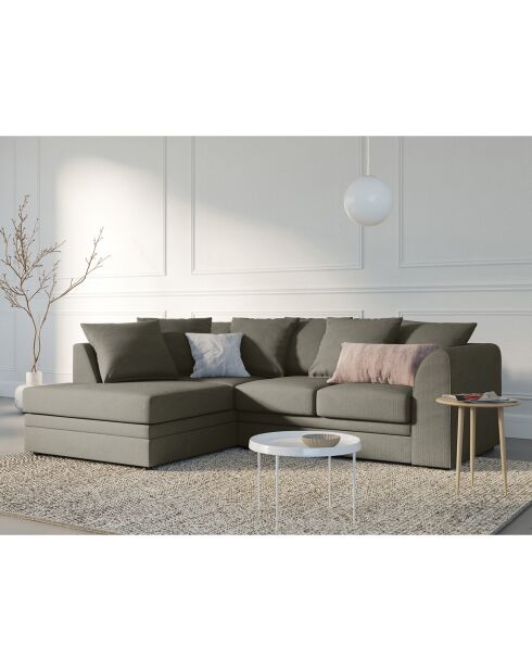 Canapé d'angle Gauche Quince Velours côtelé 4 Places gris clair - 221x171x80 cm