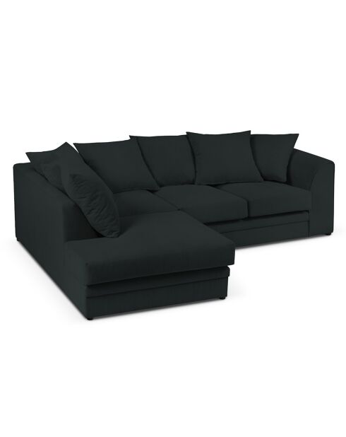 Canapé d'angle Gauche Quince Velours côtelé 4 Places noir - 221x171x80 cm