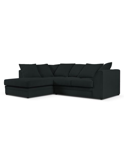 Canapé d'angle Gauche Quince Velours côtelé 4 Places noir - 221x171x80 cm
