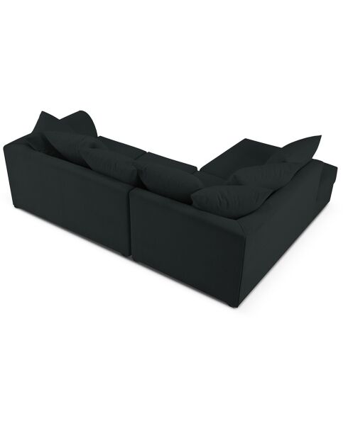 Canapé d'angle Gauche Quince Velours côtelé 4 Places noir - 221x171x80 cm