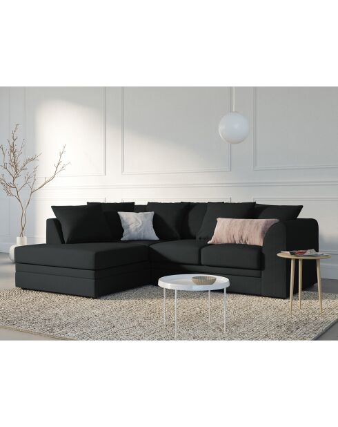 Canapé d'angle Gauche Quince Velours côtelé 4 Places noir - 221x171x80 cm