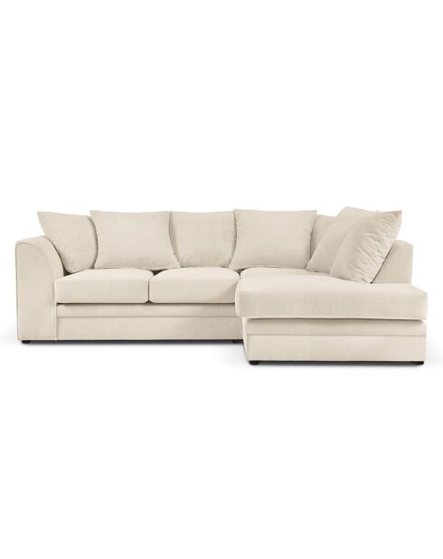Canapé d'angle Droit Quince Velours côtelé 4 Places beige clair - 221x171x80 cm