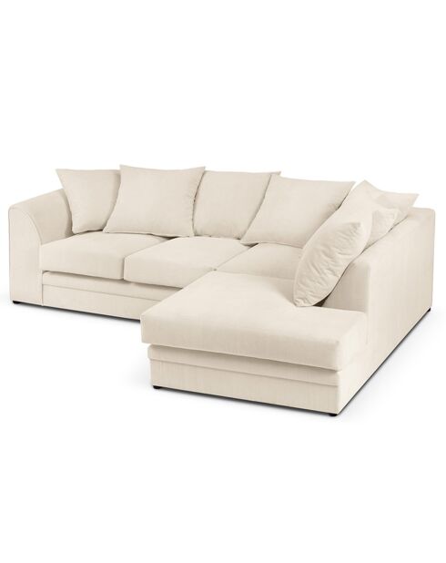 Canapé d'angle Droit Quince Velours côtelé 4 Places beige clair - 221x171x80 cm