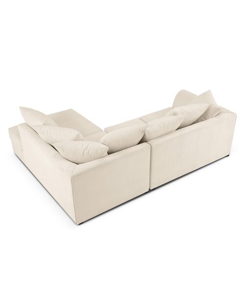 Canapé d'angle Droit Quince Velours côtelé 4 Places beige clair - 221x171x80 cm