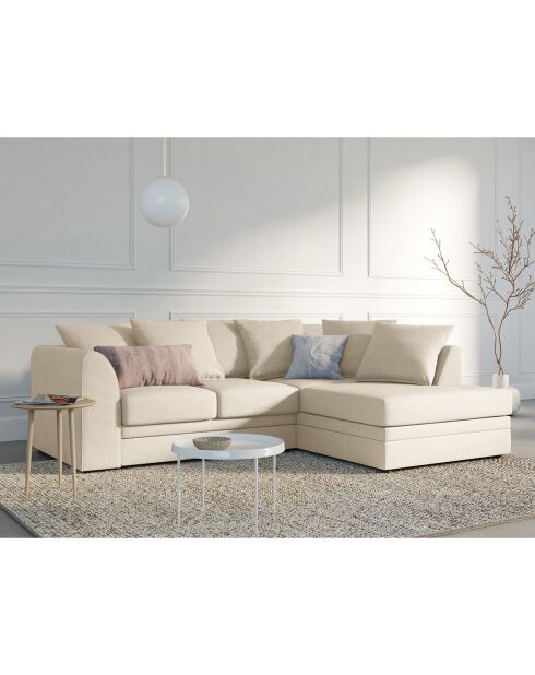 Canapé d'angle Droit Quince Velours côtelé 4 Places beige clair - 221x171x80 cm