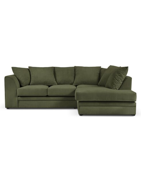 Canapé d'angle Droit Quince Velours côtelé 4 Places vert - 221x171x80 cm