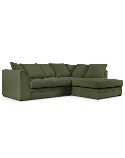 Canapé d'angle Droit Quince Velours côtelé 4 Places vert - 221x171x80 cm