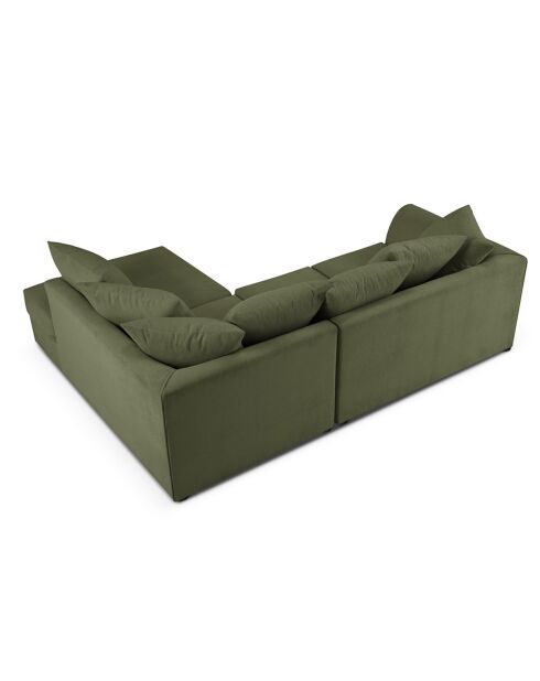Canapé d'angle Droit Quince Velours côtelé 4 Places vert - 221x171x80 cm