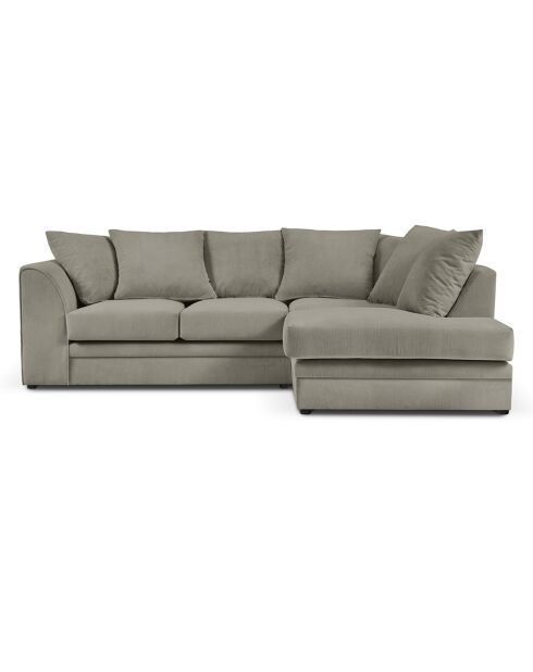 Canapé d'angle Droit Quince Velours côtelé 4 Places gris clair - 221x171x80 cm