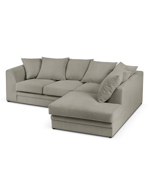 Canapé d'angle Droit Quince Velours côtelé 4 Places gris clair - 221x171x80 cm