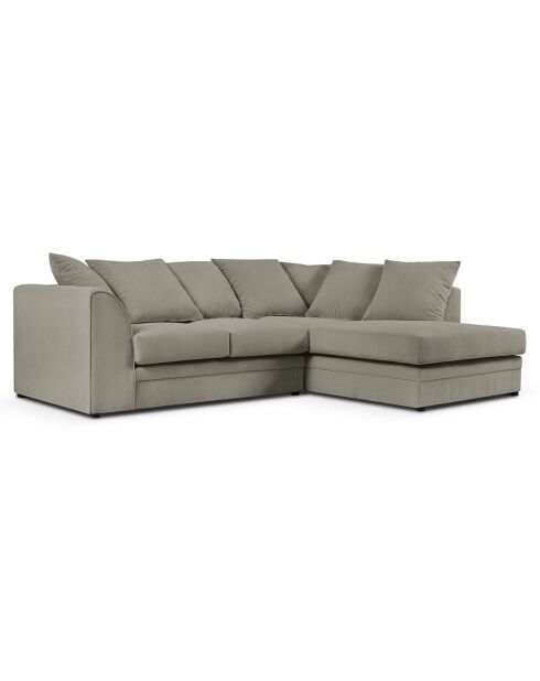 Canapé d'angle Droit Quince Velours côtelé 4 Places gris clair - 221x171x80 cm